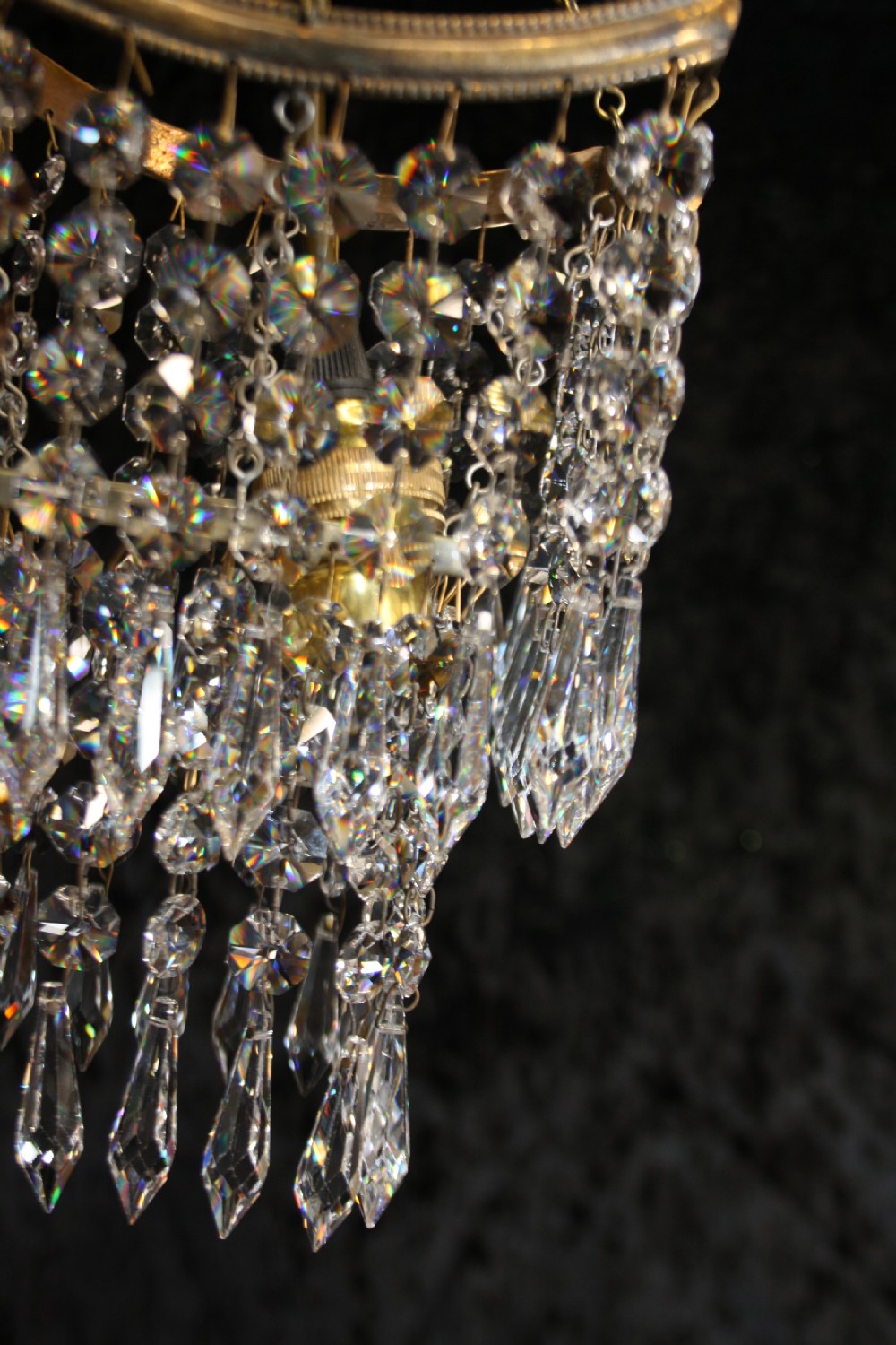 Early 20th century small square chandelier. View VI
