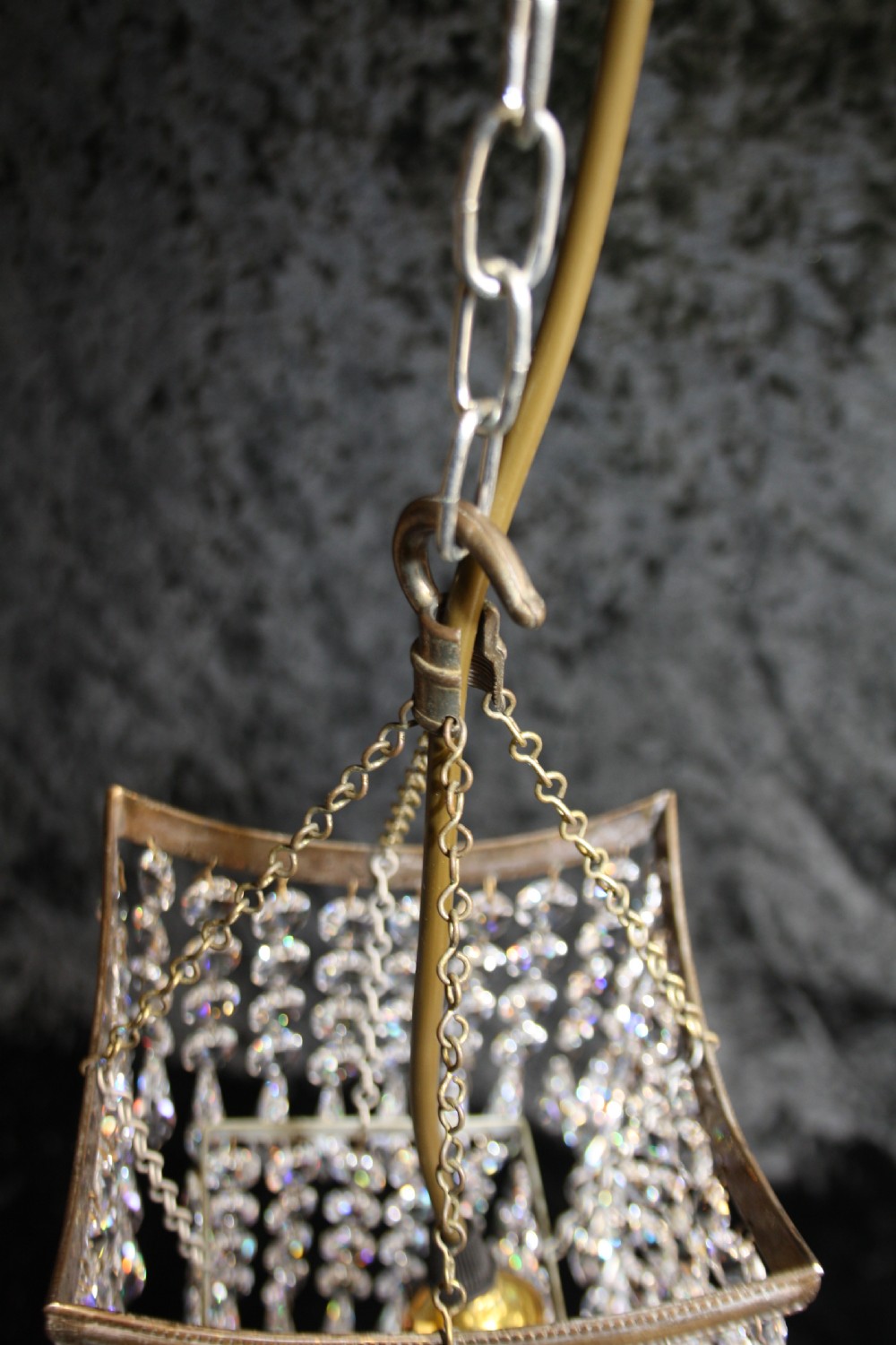 Early 20th century small square chandelier. View VII