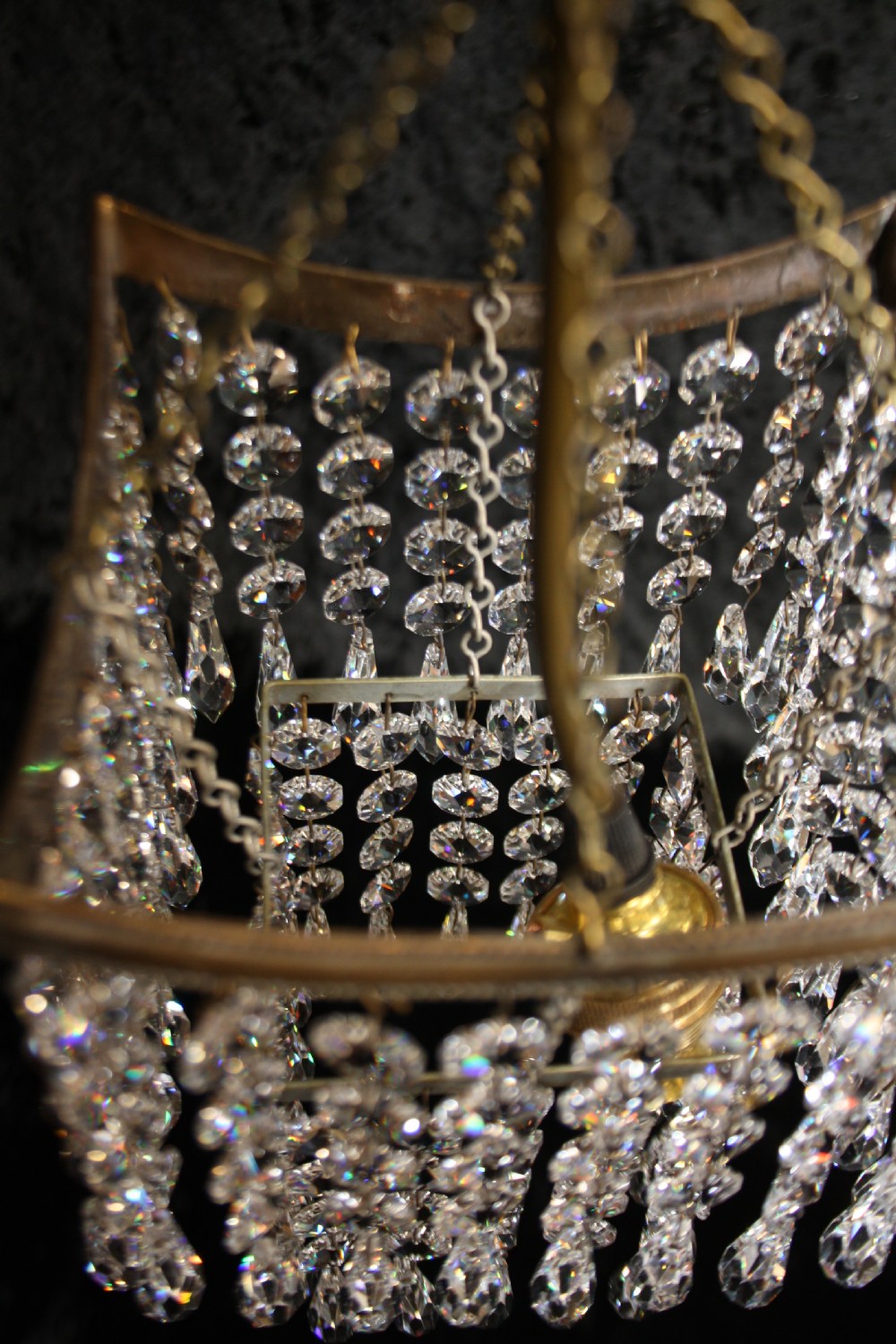 Early 20th century small square chandelier. View VIII