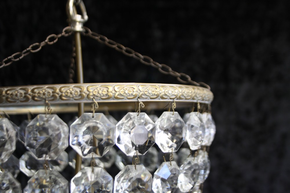 Early 20th century pair of bag chandeliers 26 cm wide View V