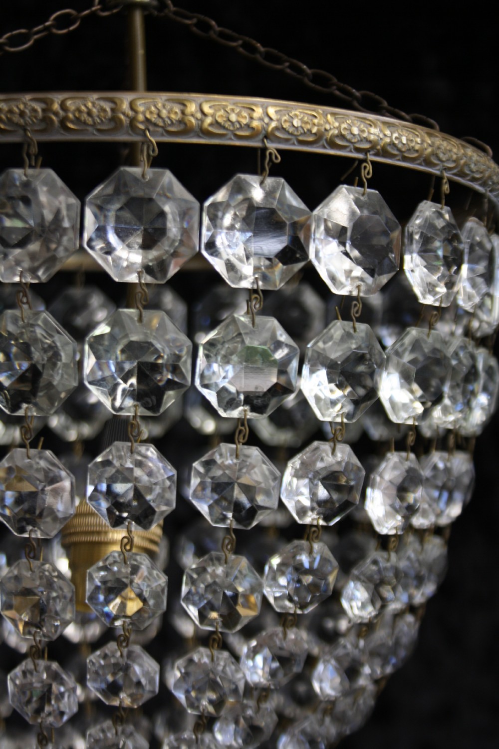 Early 20th century pair of bag chandeliers 26 cm wide View VII