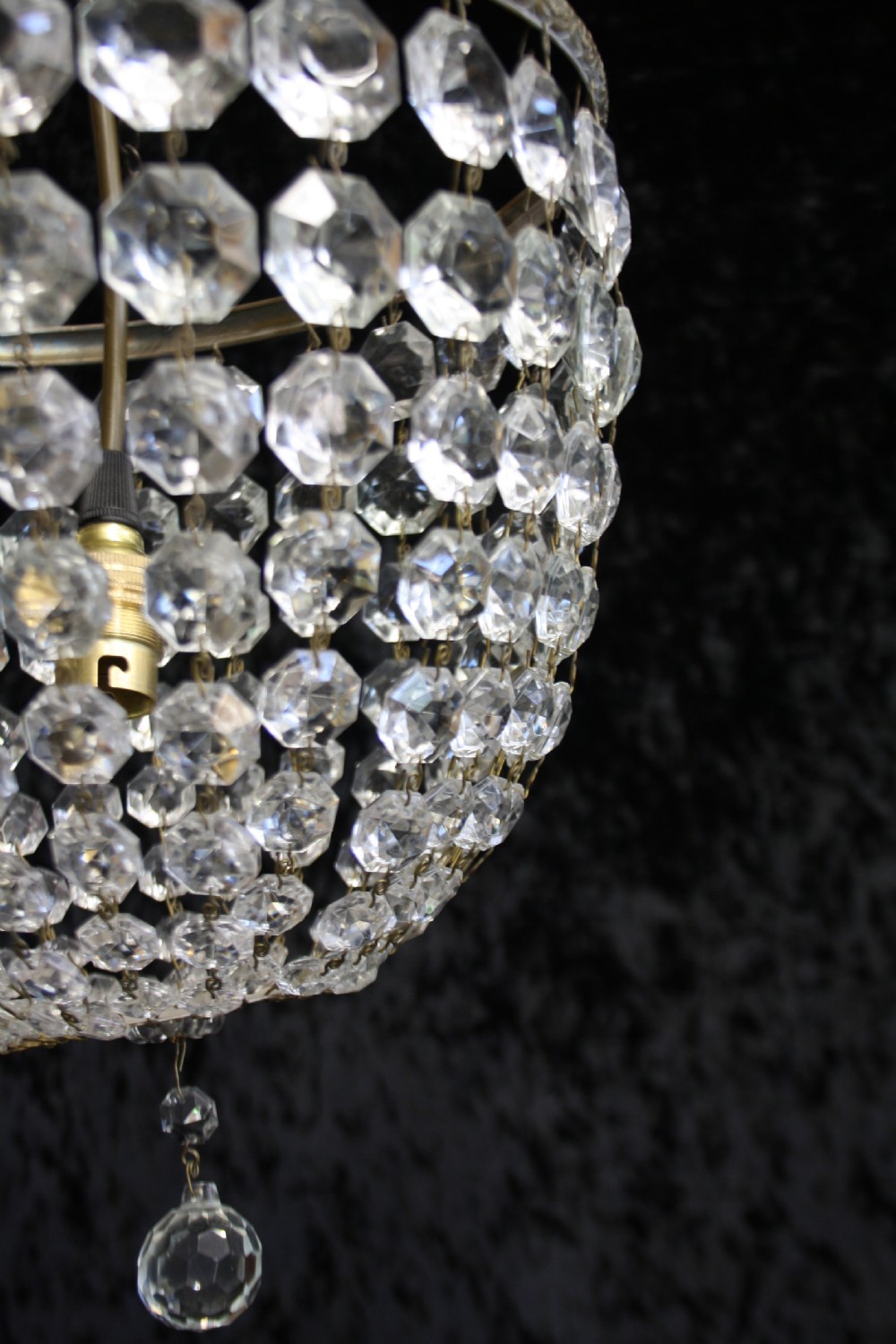 Early 20th century pair of bag chandeliers 26 cm wide View VIII
