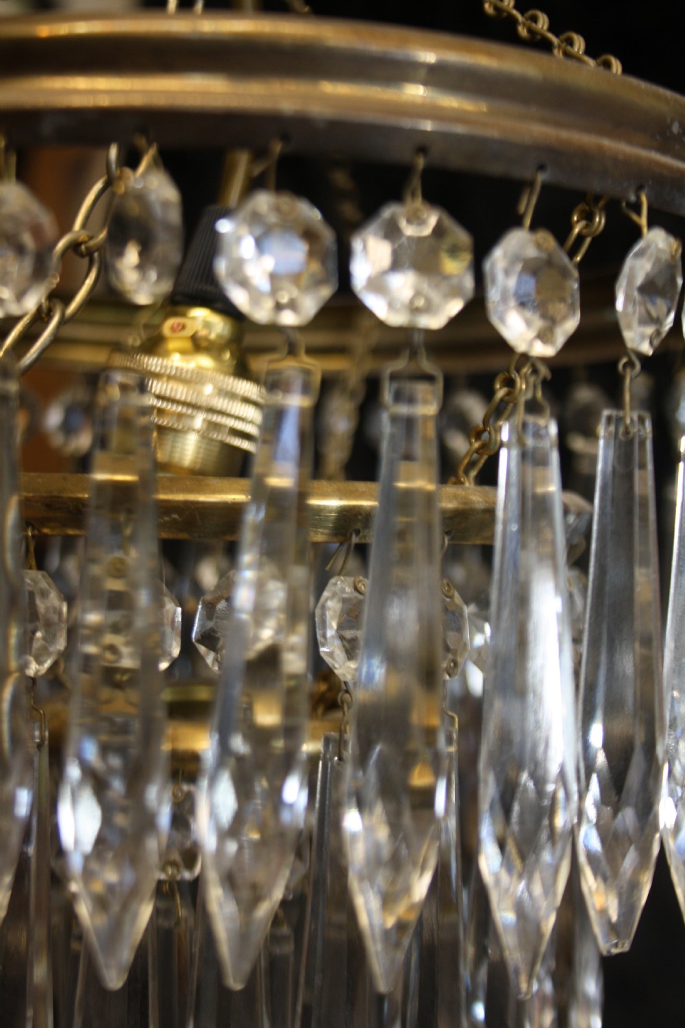 Spike chandelier with moulded brass rings View VIII