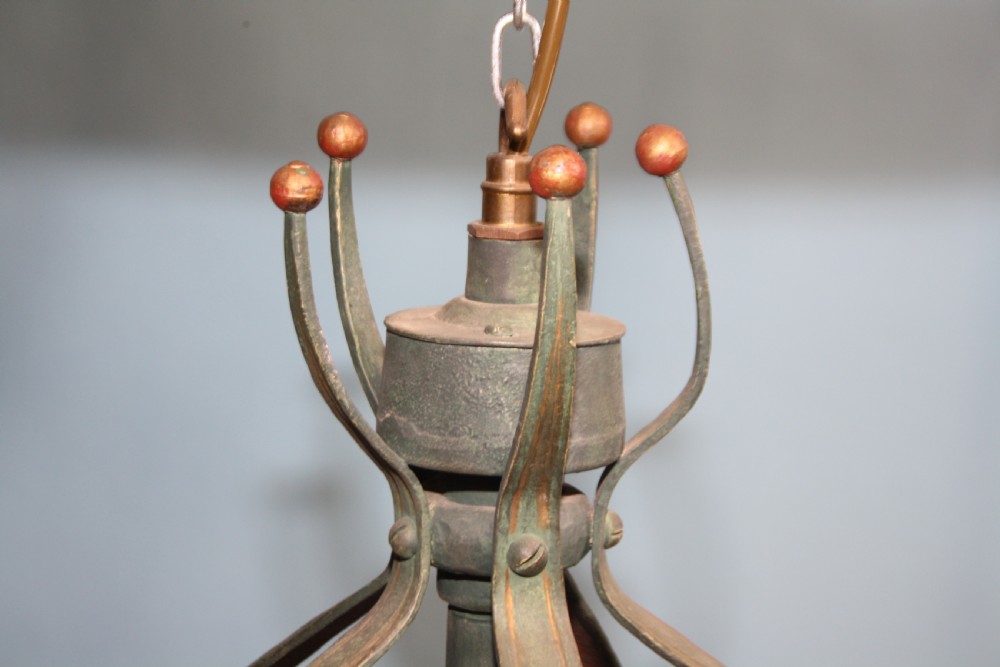 Early 20th century Pair of large polished steel chandeliers  View III