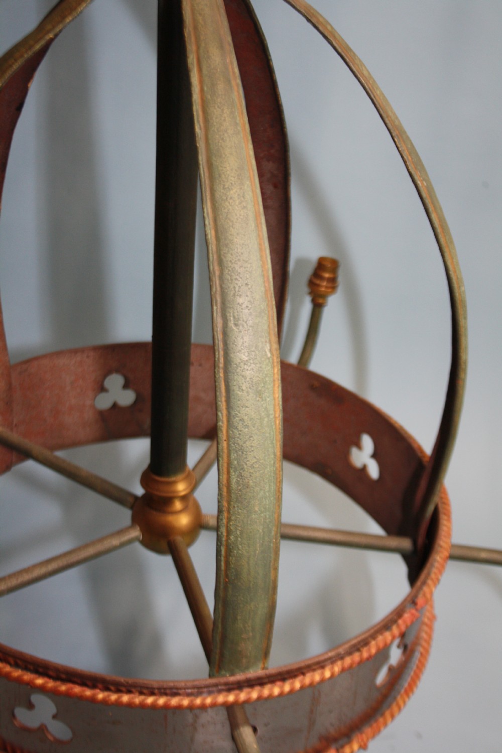 Early 20th century Pair of large polished steel chandeliers  View IV