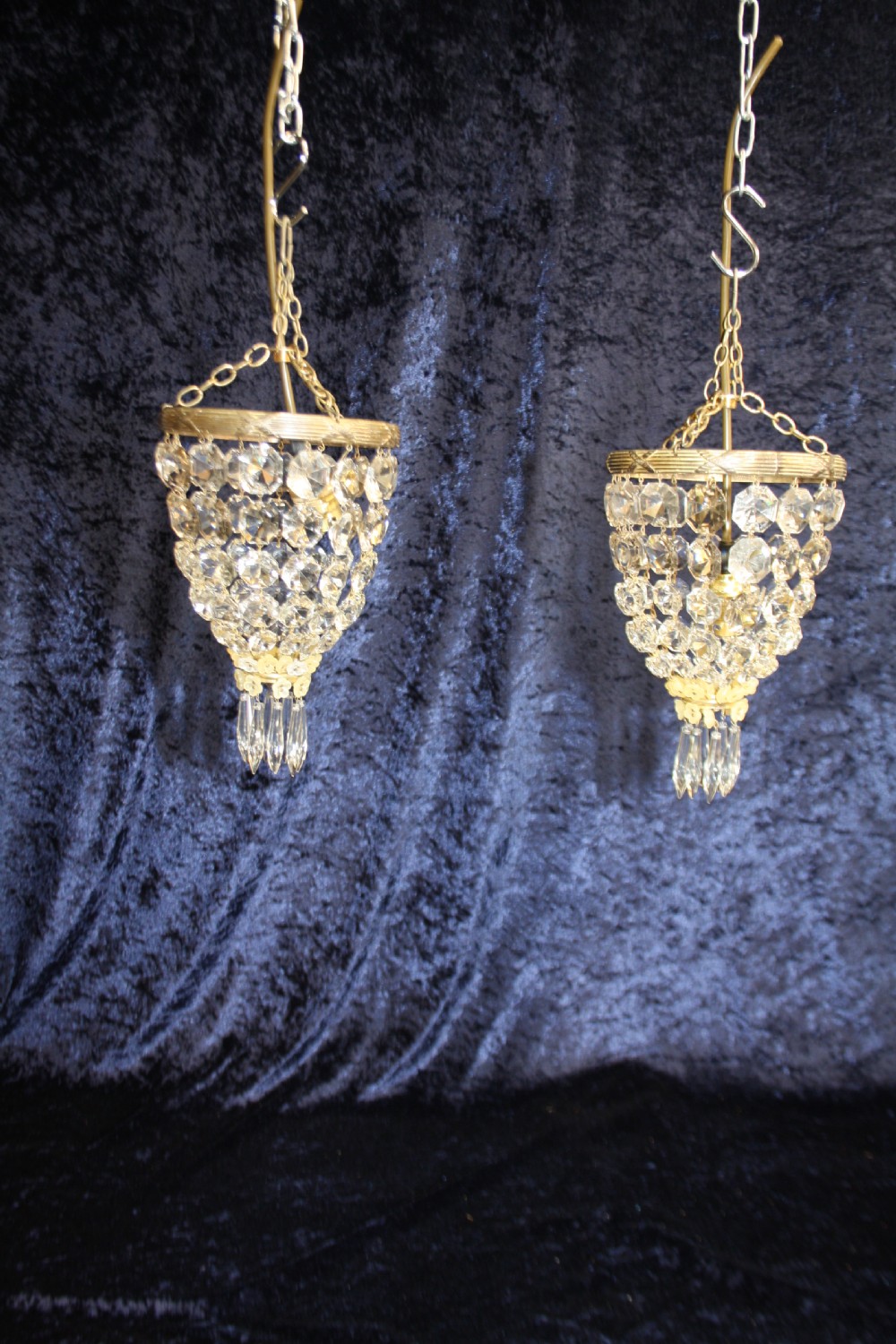 Pair of early 20th century bag chandeliers