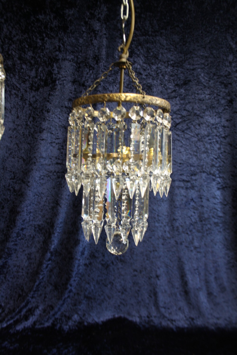 Early 20th century pair of lustre spike chandeliers View II