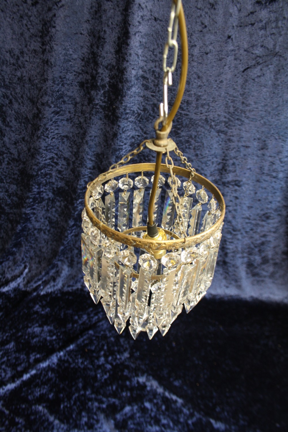 Early 20th century pair of lustre spike chandeliers View III