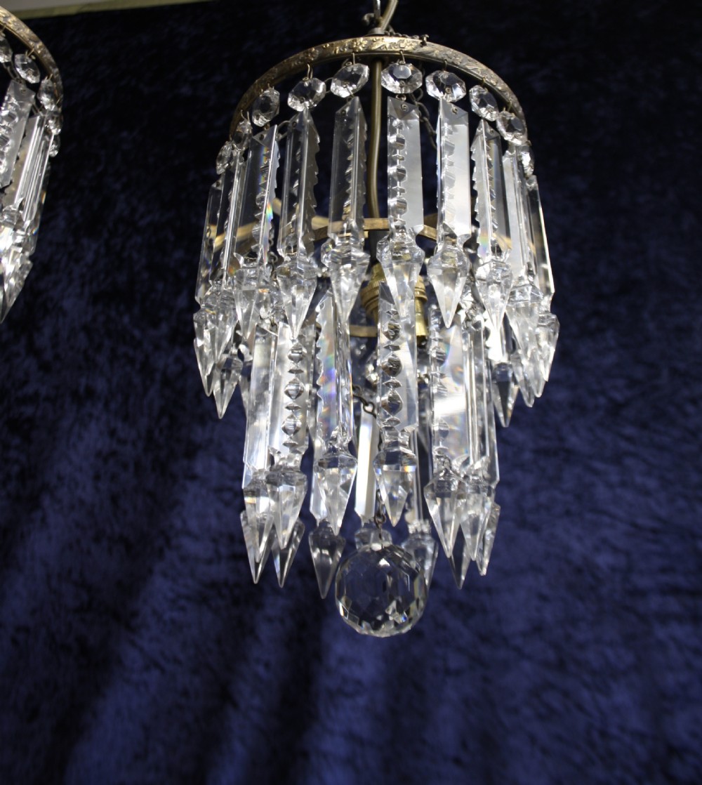 Early 20th century pair of lustre spike chandeliers View IV
