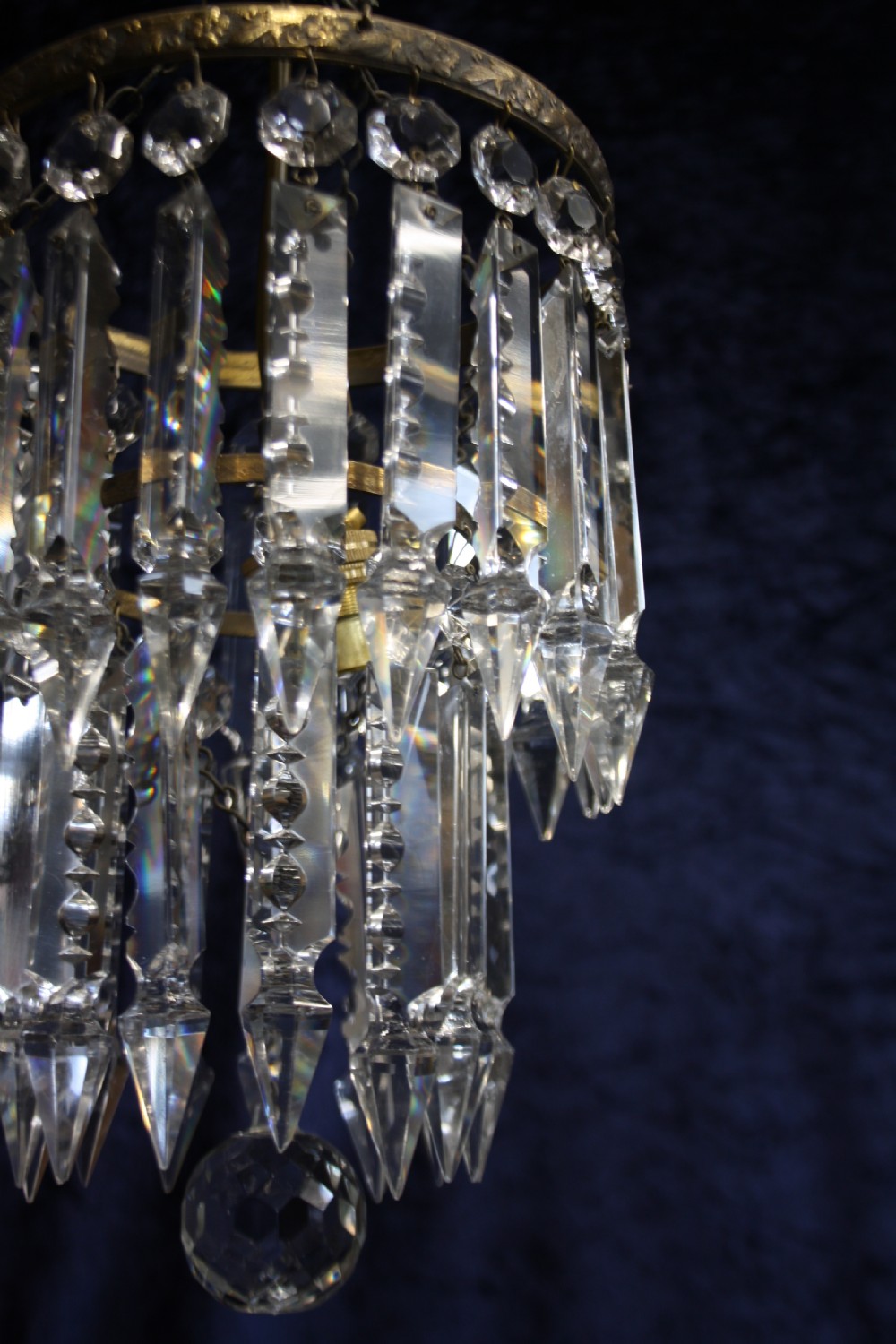 Early 20th century pair of lustre spike chandeliers View VI
