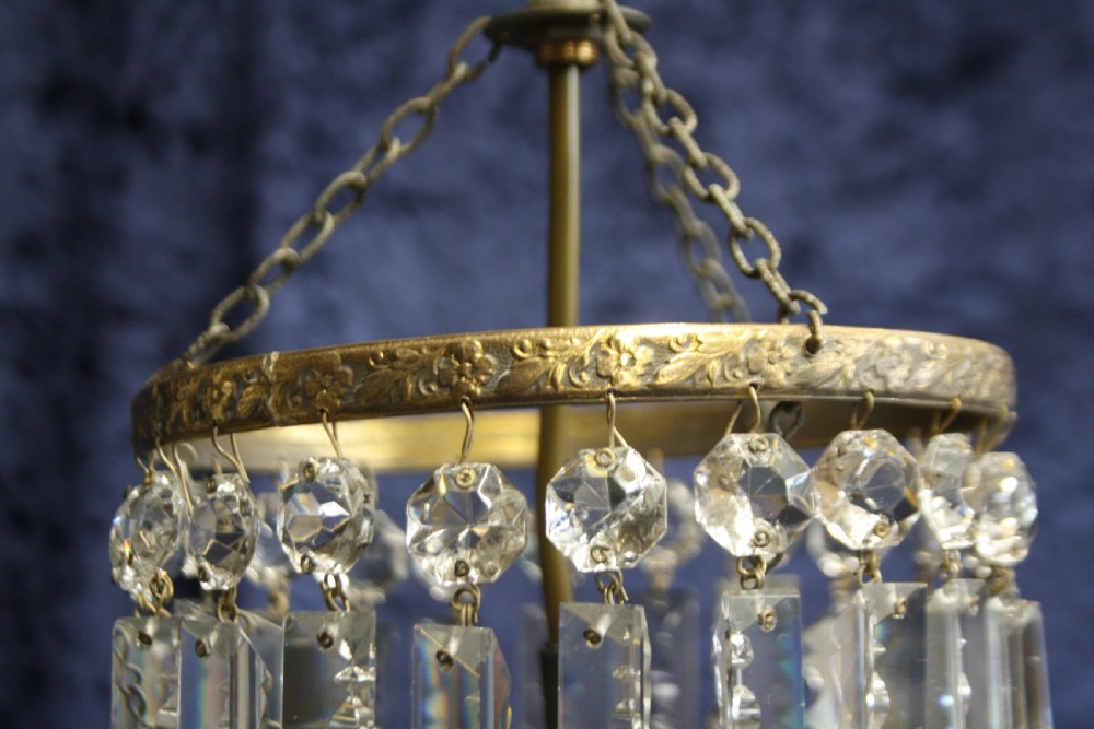 Early 20th century pair of lustre spike chandeliers View VII