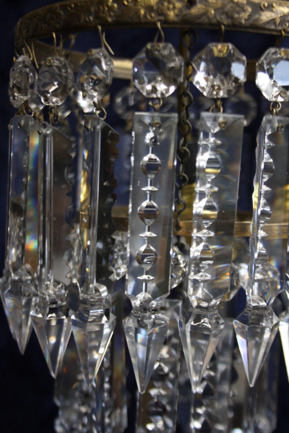 Early 20th century pair of lustre spike chandeliers View IX