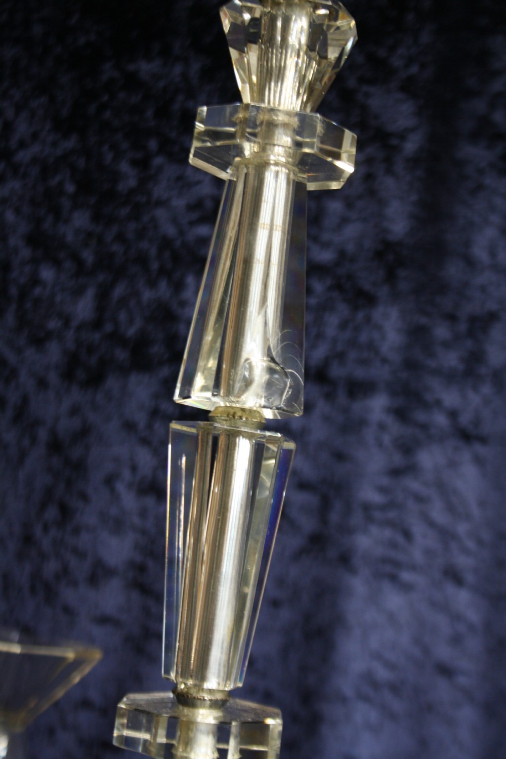 Large art deco chrome and glass chandelier View VII