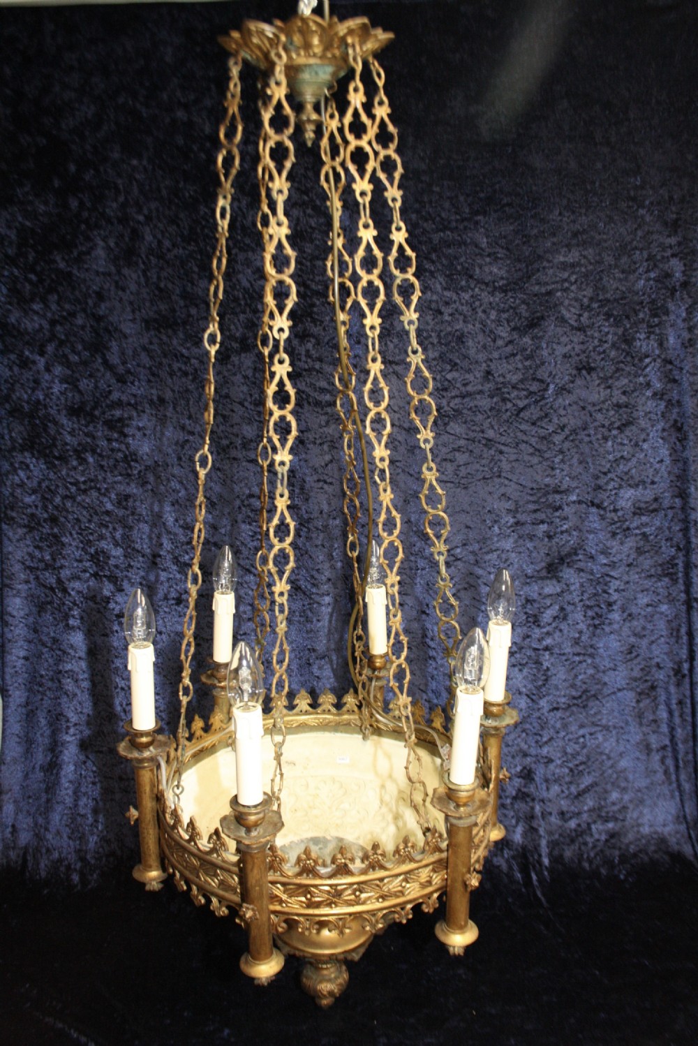 Late 19th century French chandelier with 6 arms in brass