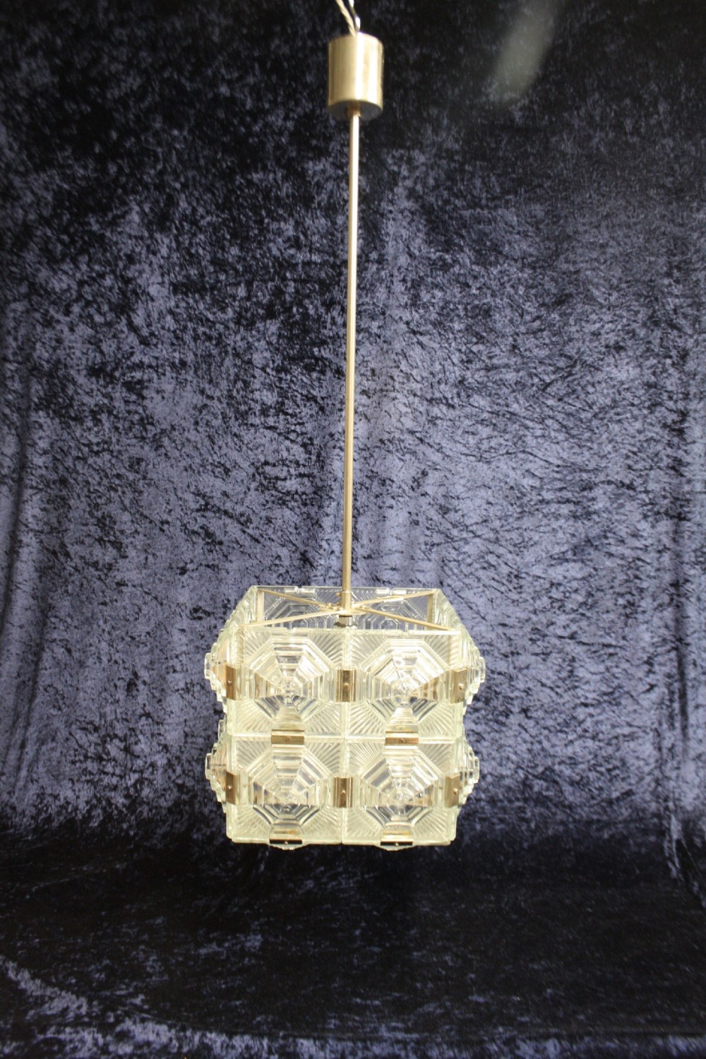 Early 20th century art deco check ceiling light