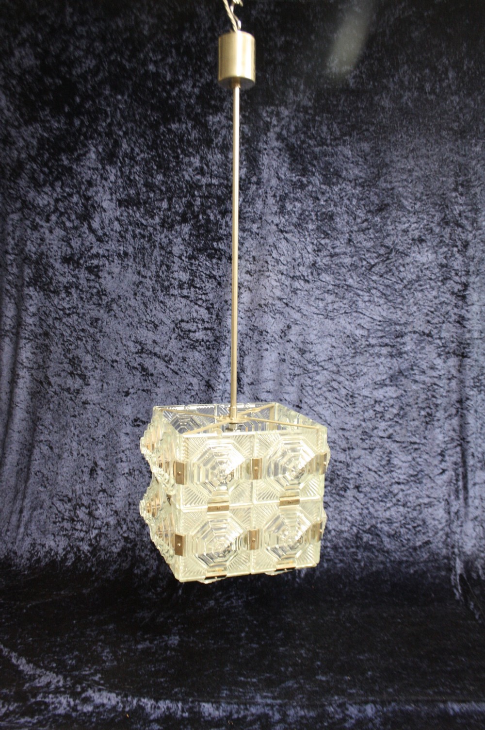 Early 20th century art deco check ceiling light View II