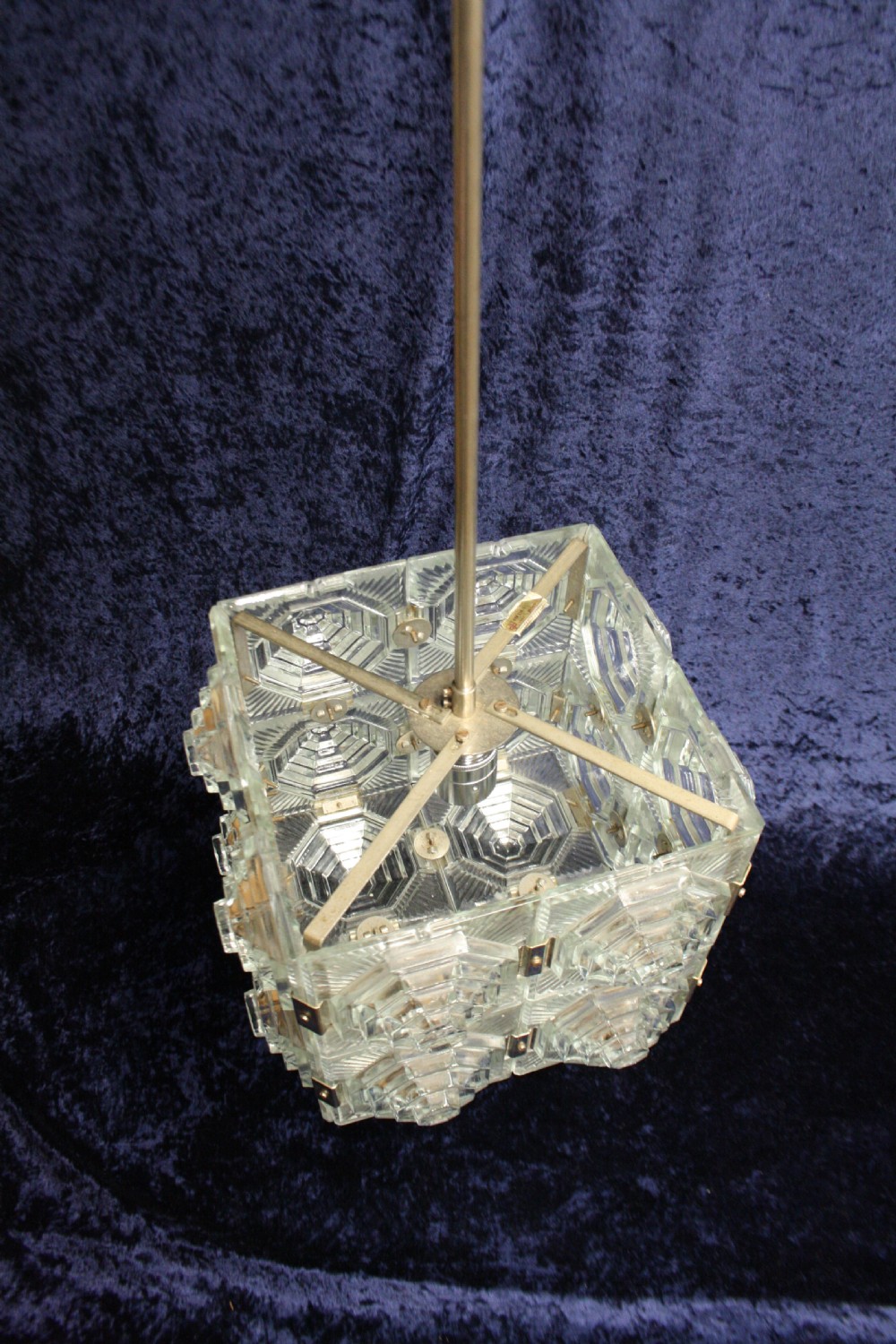 Early 20th century art deco check ceiling light View III