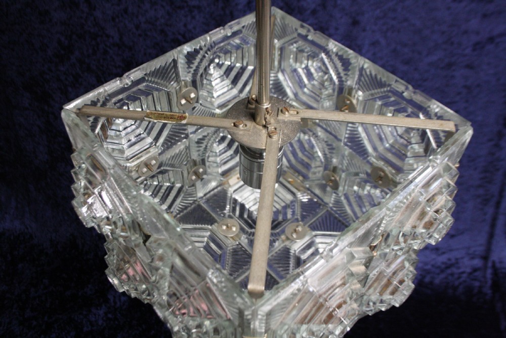 Early 20th century art deco check ceiling light View VIII