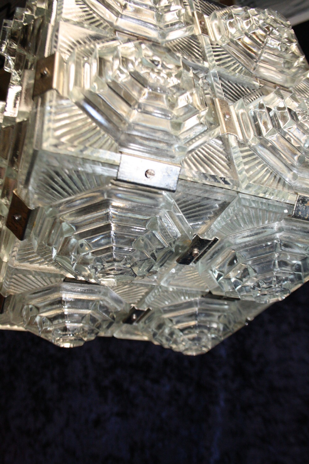 Early 20th century art deco check ceiling light View IX
