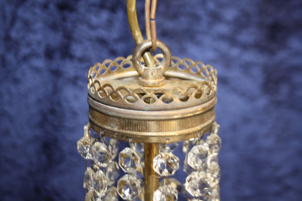 Early 20th century French chandelier with ruby coloured prisms View VI