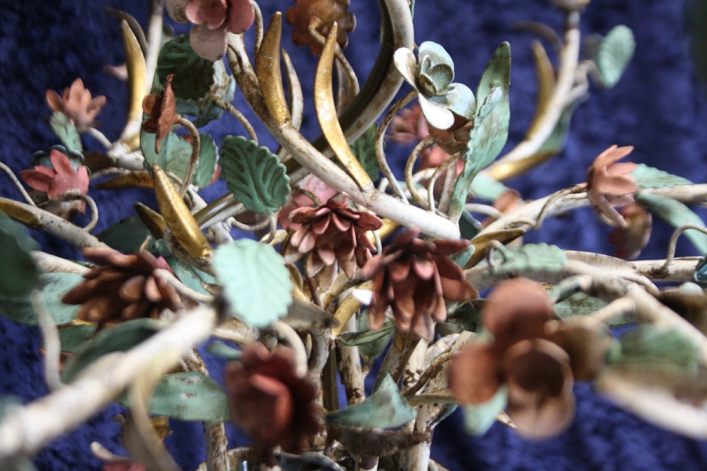 Large steel painted French chandelier with flowers View XII