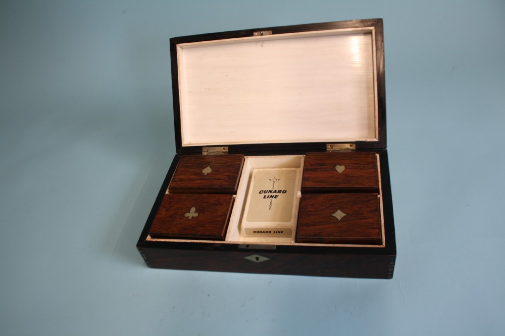 Rosewood antique card compendium / games box 