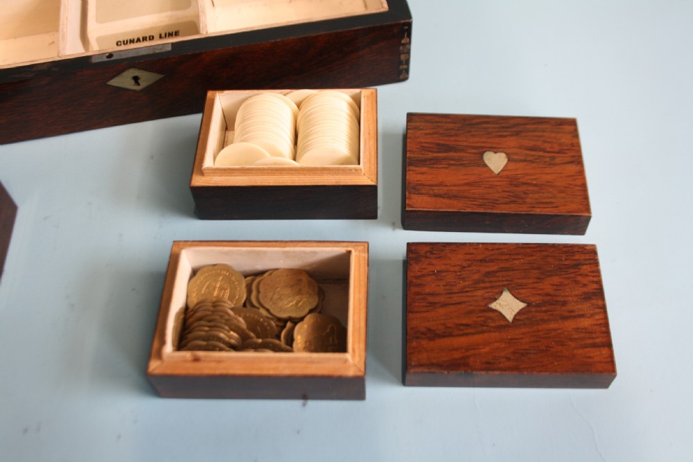 Rosewood antique card compendium / games box  View VIII