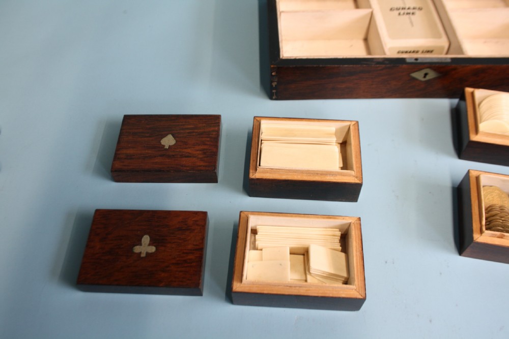 Rosewood antique card compendium / games box  View IX