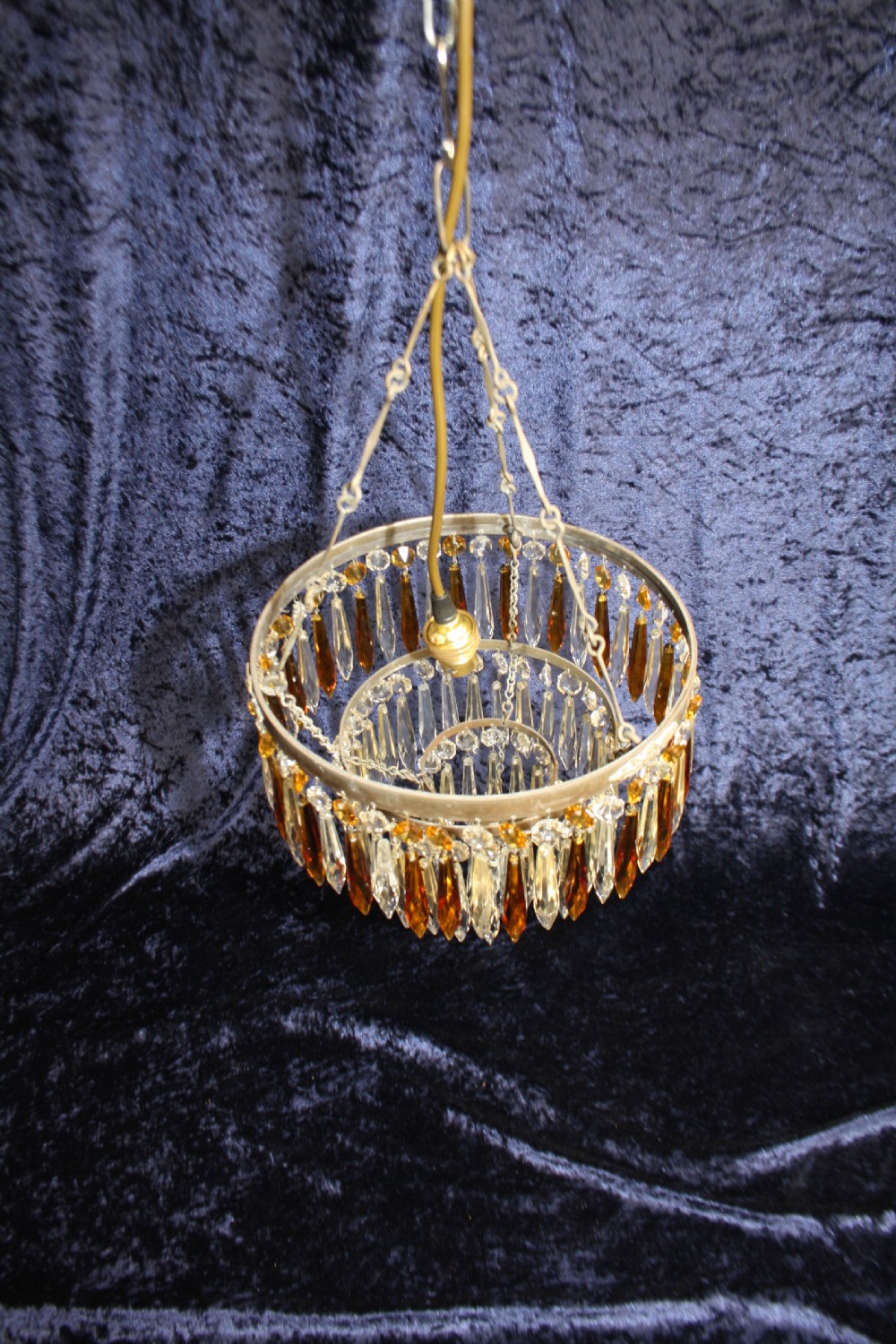 Spike chandelier with unusual yellow detail View II