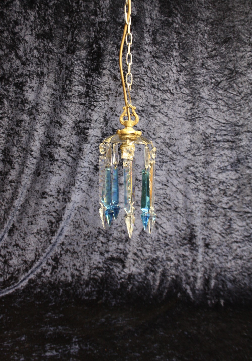 Early 20th century small blue coloured lustre chandelier