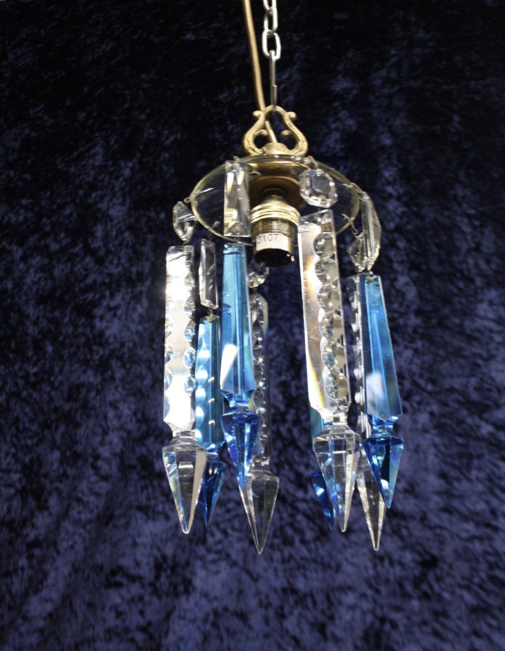 Early 20th century small blue coloured lustre chandelier View II