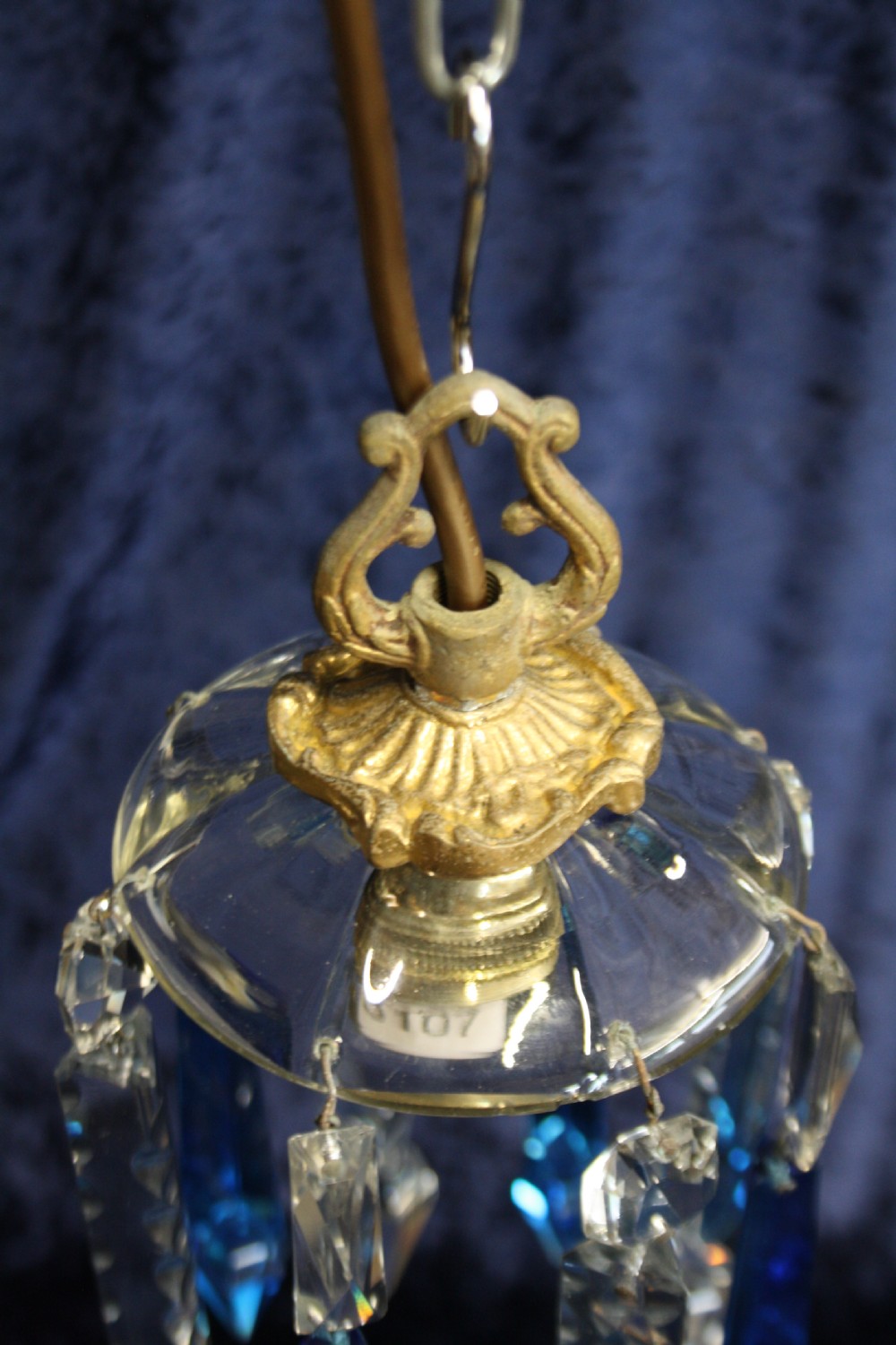 Early 20th century small blue coloured lustre chandelier View IV
