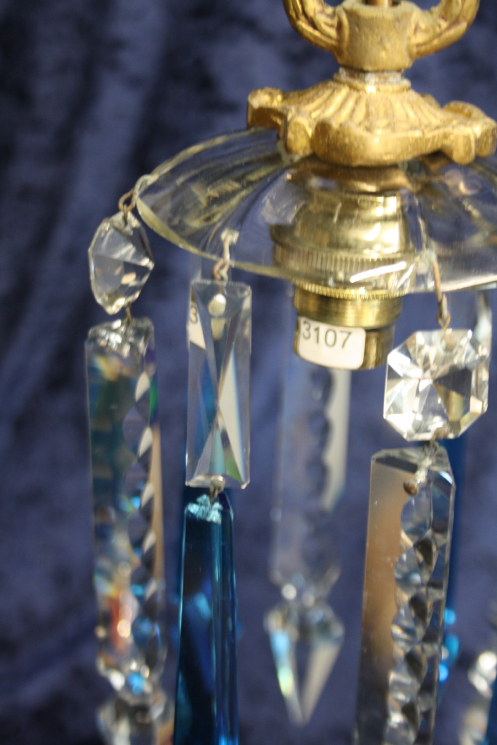 Early 20th century small blue coloured lustre chandelier View VI