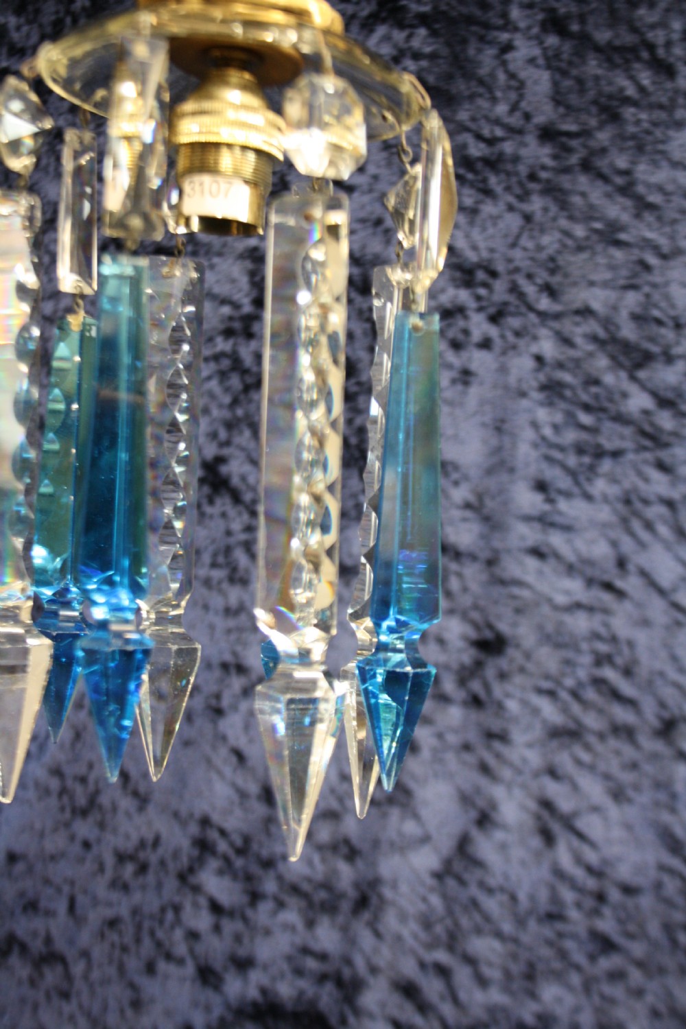 Early 20th century small blue coloured lustre chandelier View VII