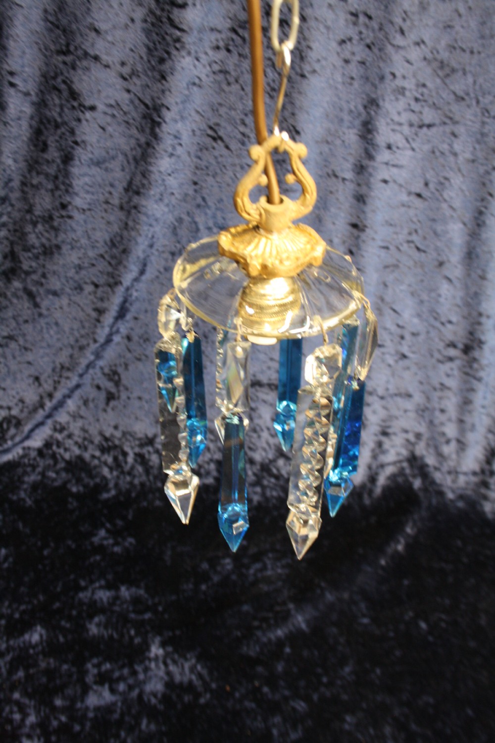 Early 20th century small blue coloured lustre chandelier View VIII