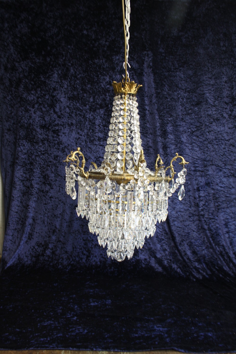 Early 20th century large four tier lustre chandelier