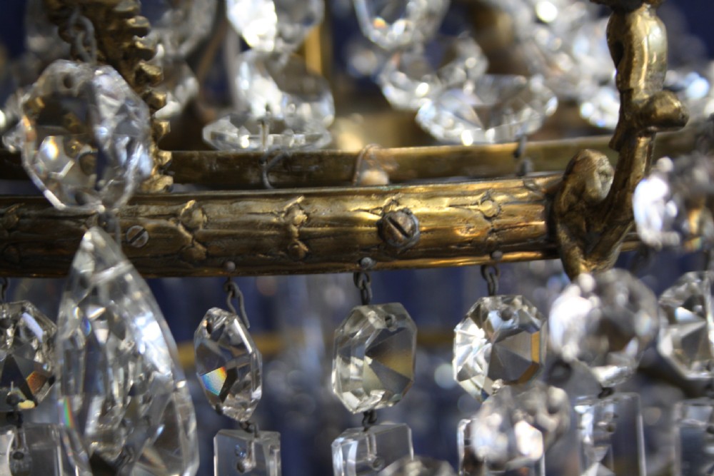 Early 20th century large four tier lustre chandelier View V