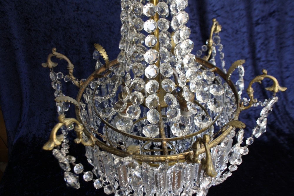 Early 20th century large four tier lustre chandelier View X