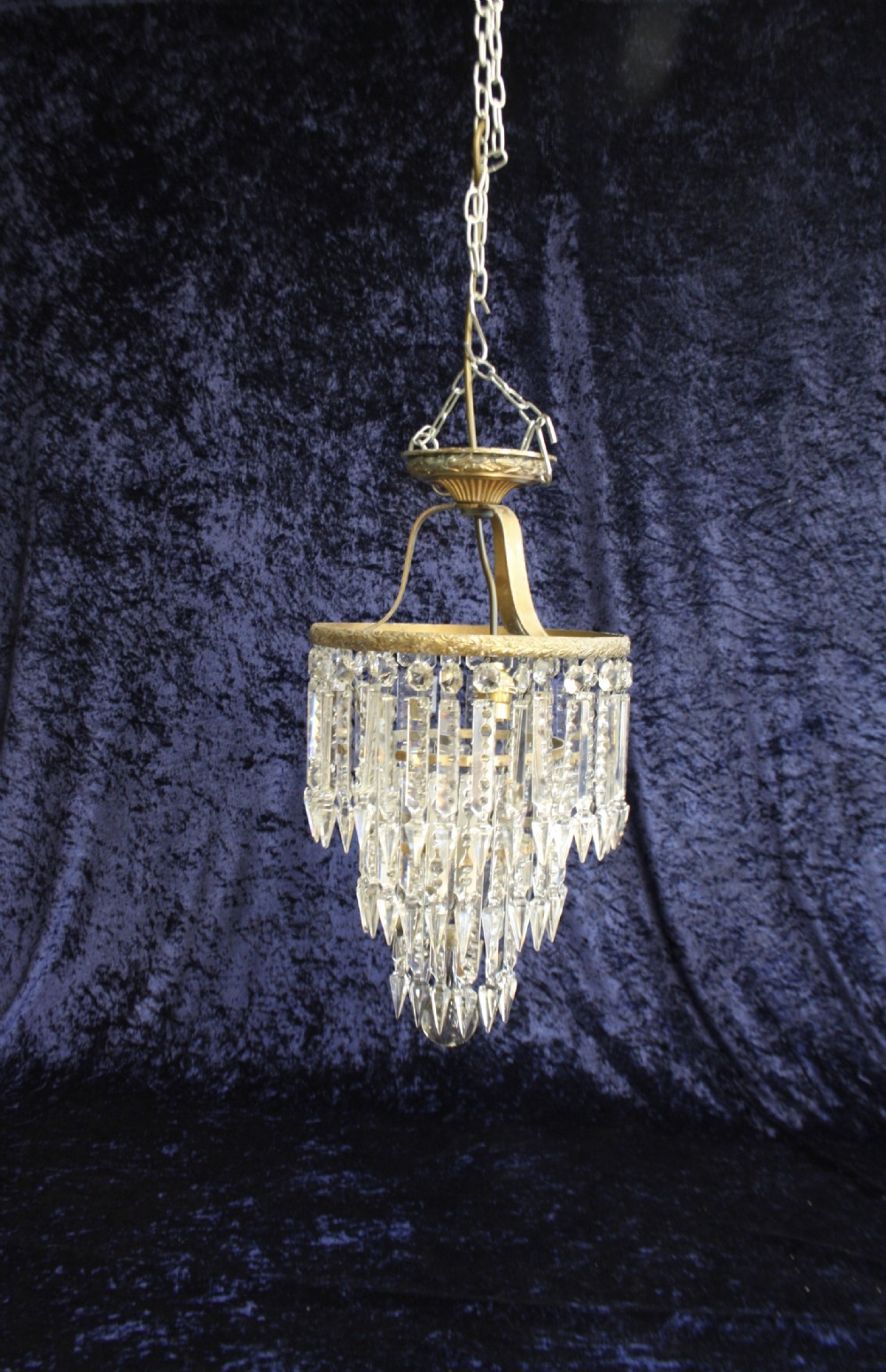 Early 20th century large three tier lustre chandelier