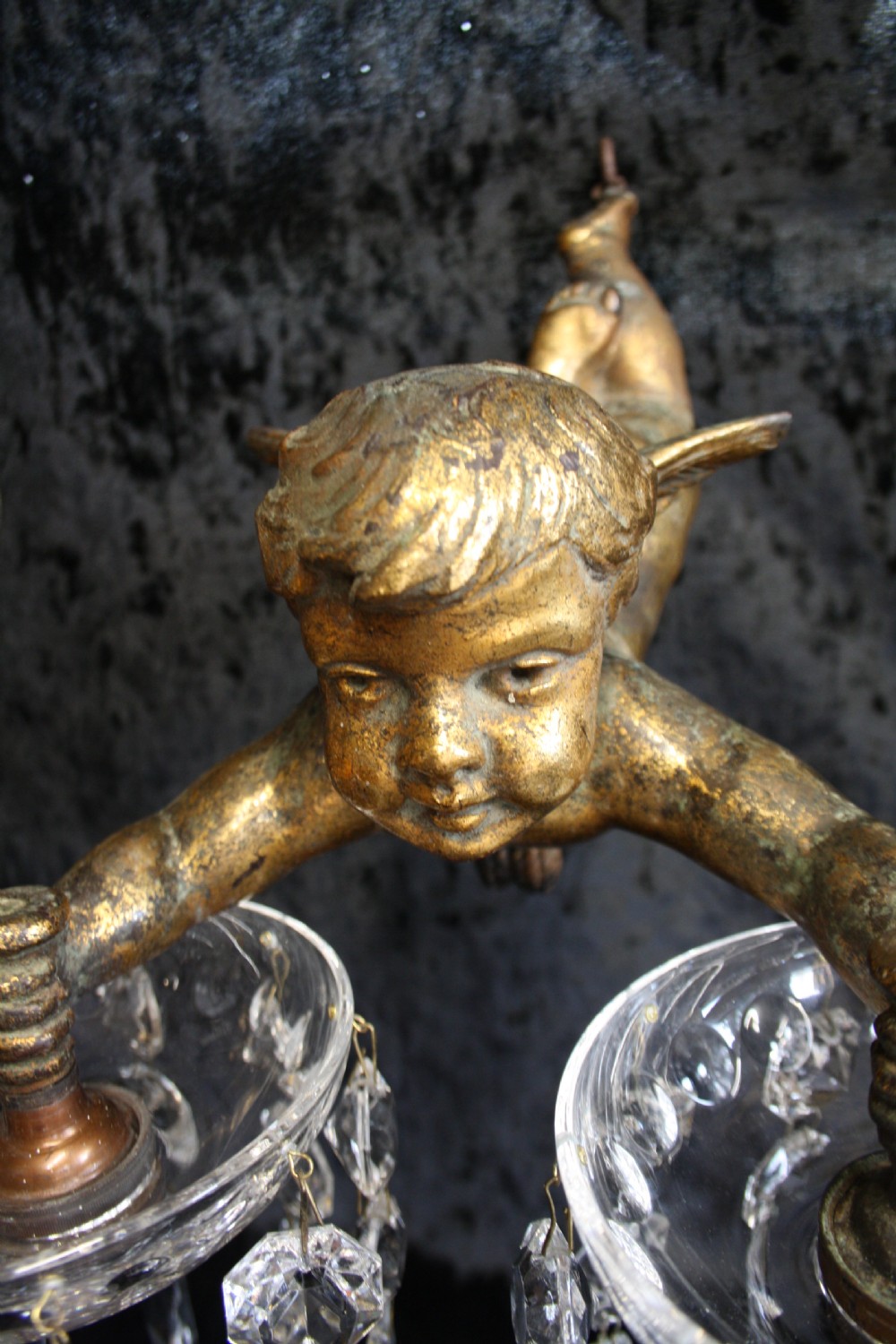 
Early 20th century pair of cherub wall lights View III