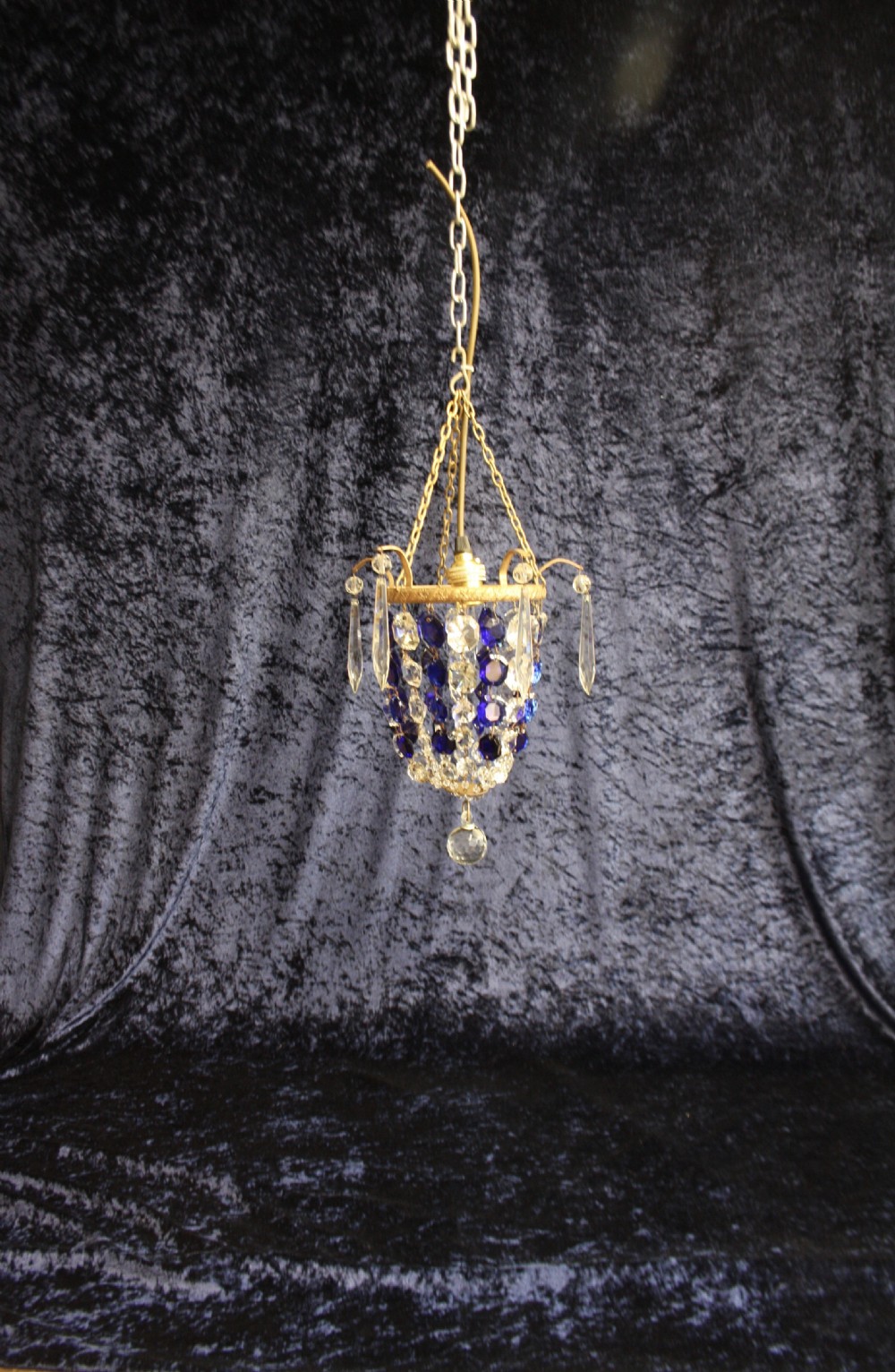 Early 20th century chandelier with blue crystals