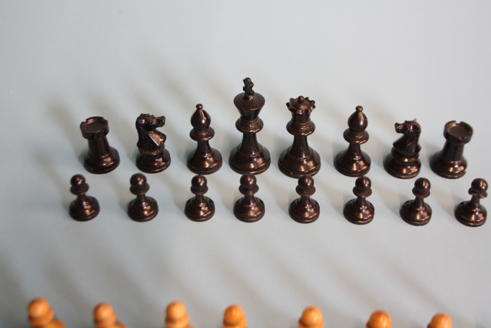 Small weighted chess set made by. (BENETFINK) LONDON View X