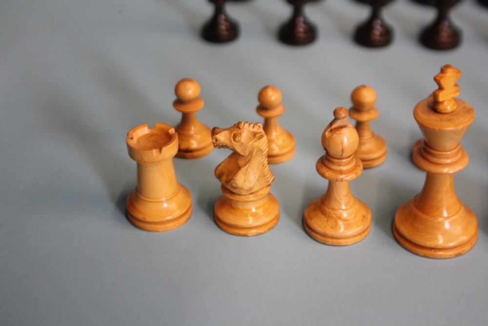 Small weighted chess set made by. (BENETFINK) LONDON View XI