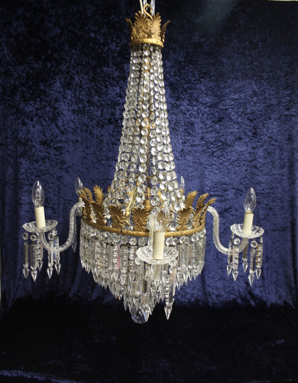 Early 20th century large 1m high lustre chandelier