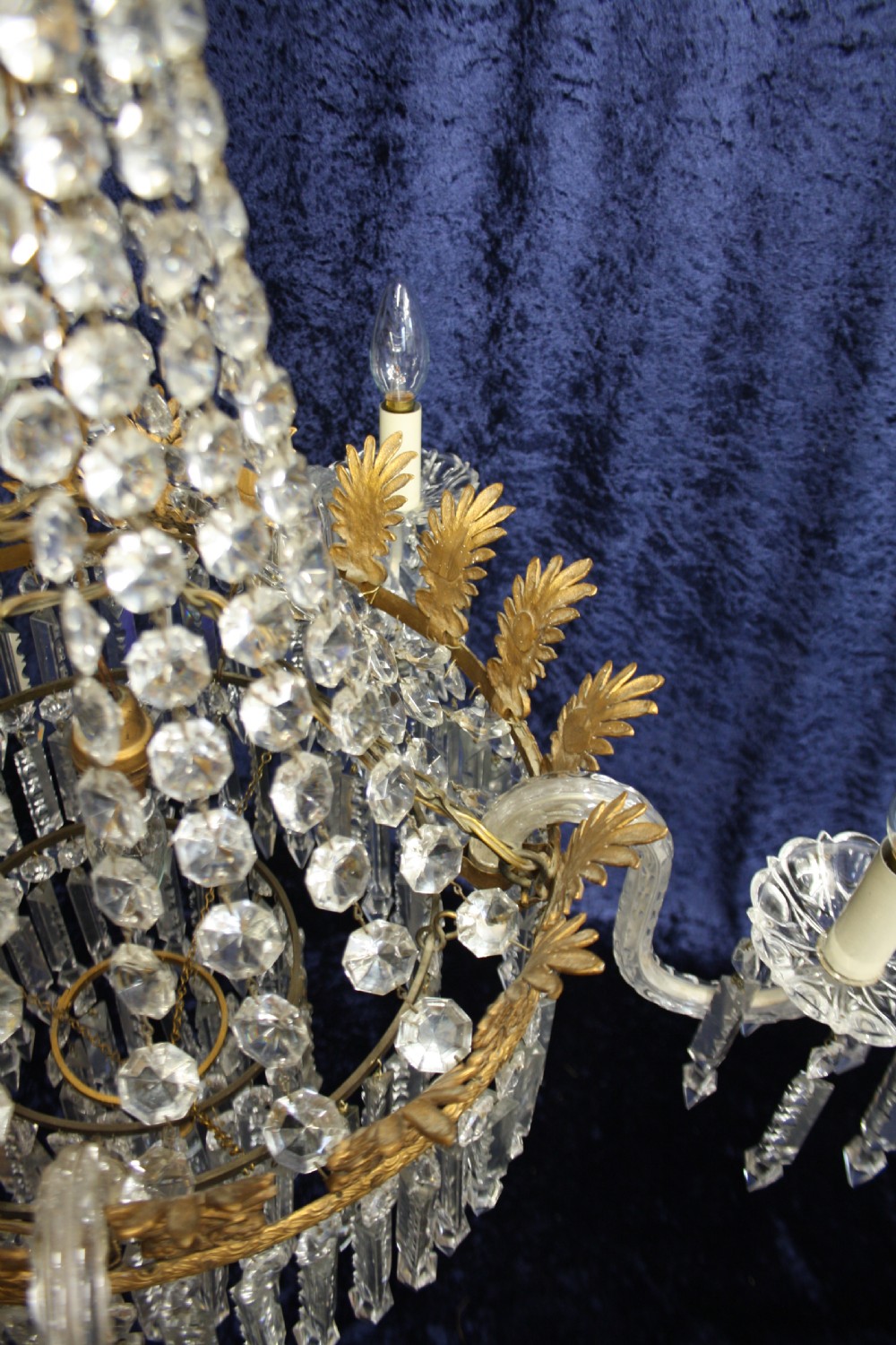 Early 20th century large 1m high lustre chandelier View V