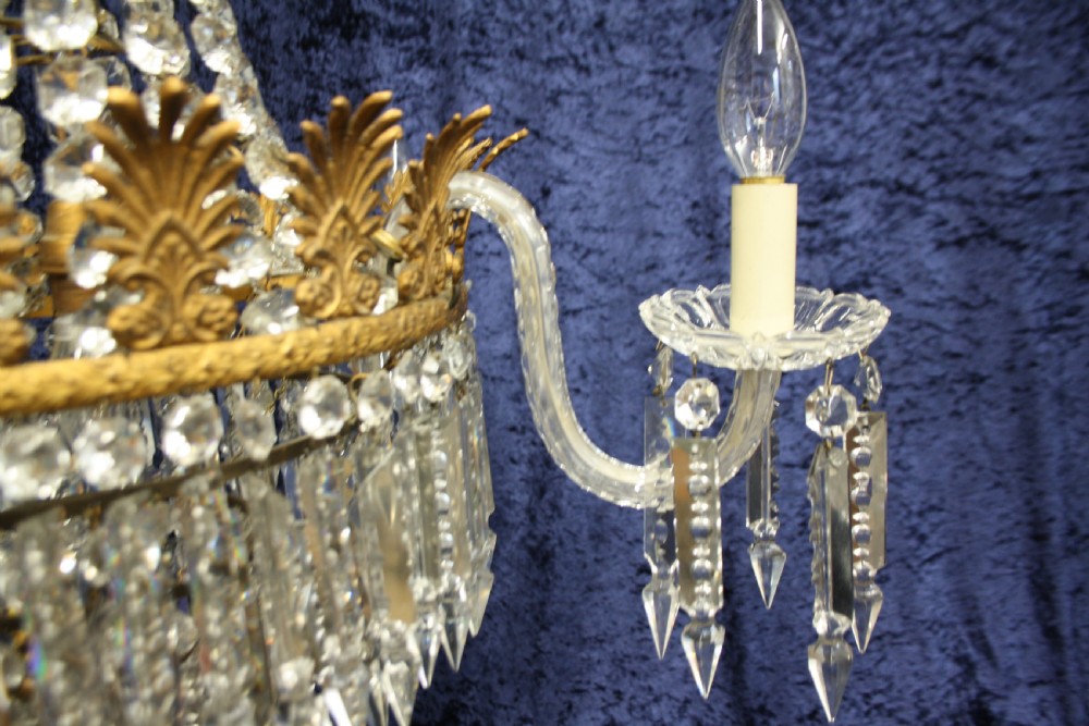 Early 20th century large 1m high lustre chandelier View X