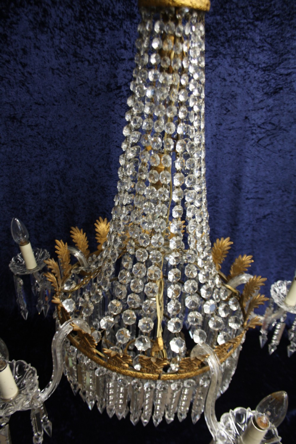 Early 20th century large 1m high lustre chandelier View XI