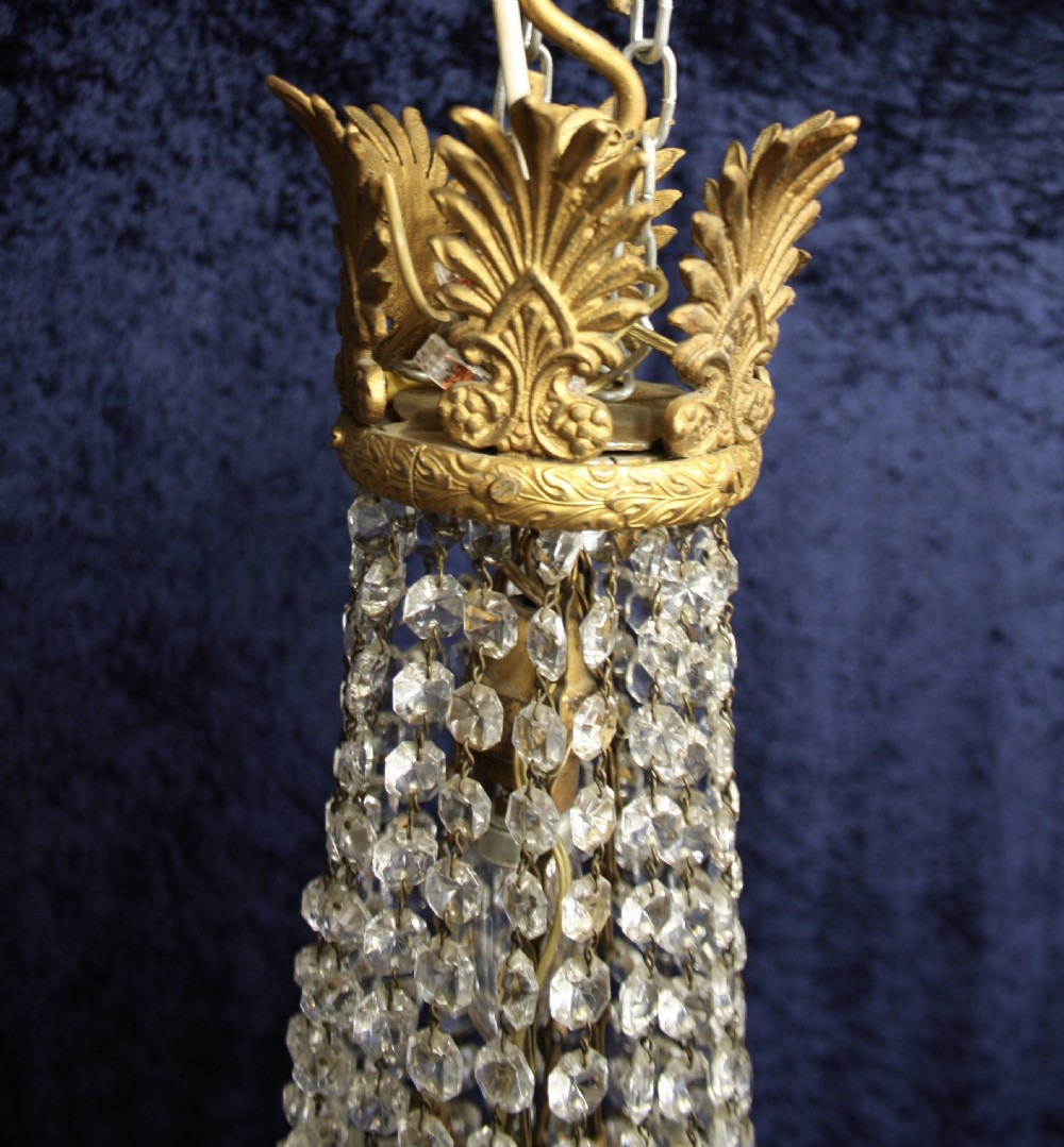 Early 20th century large 1m high lustre chandelier View XII