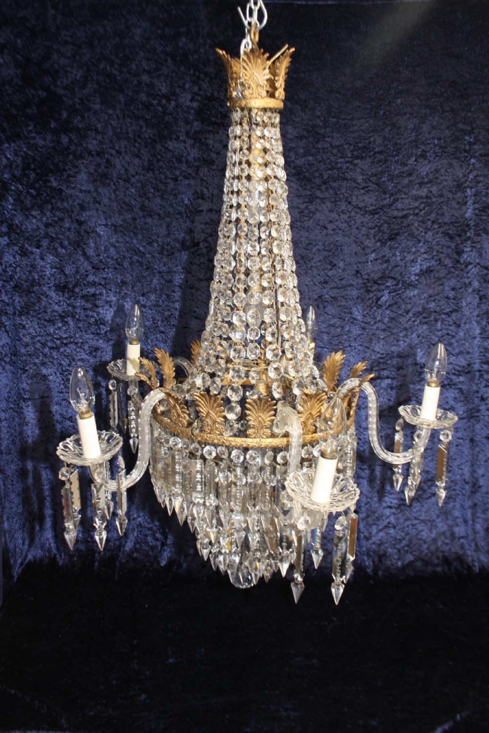 Early 20th century large 95cm high lustre chandelier