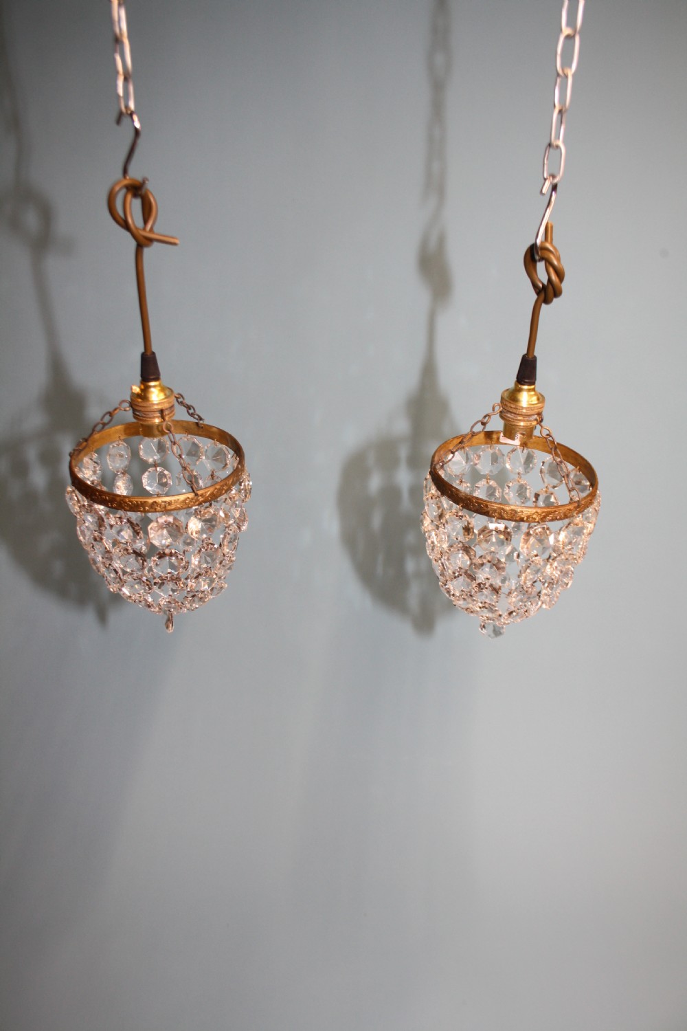 Pair of small early 20th century bag chandeliers View X